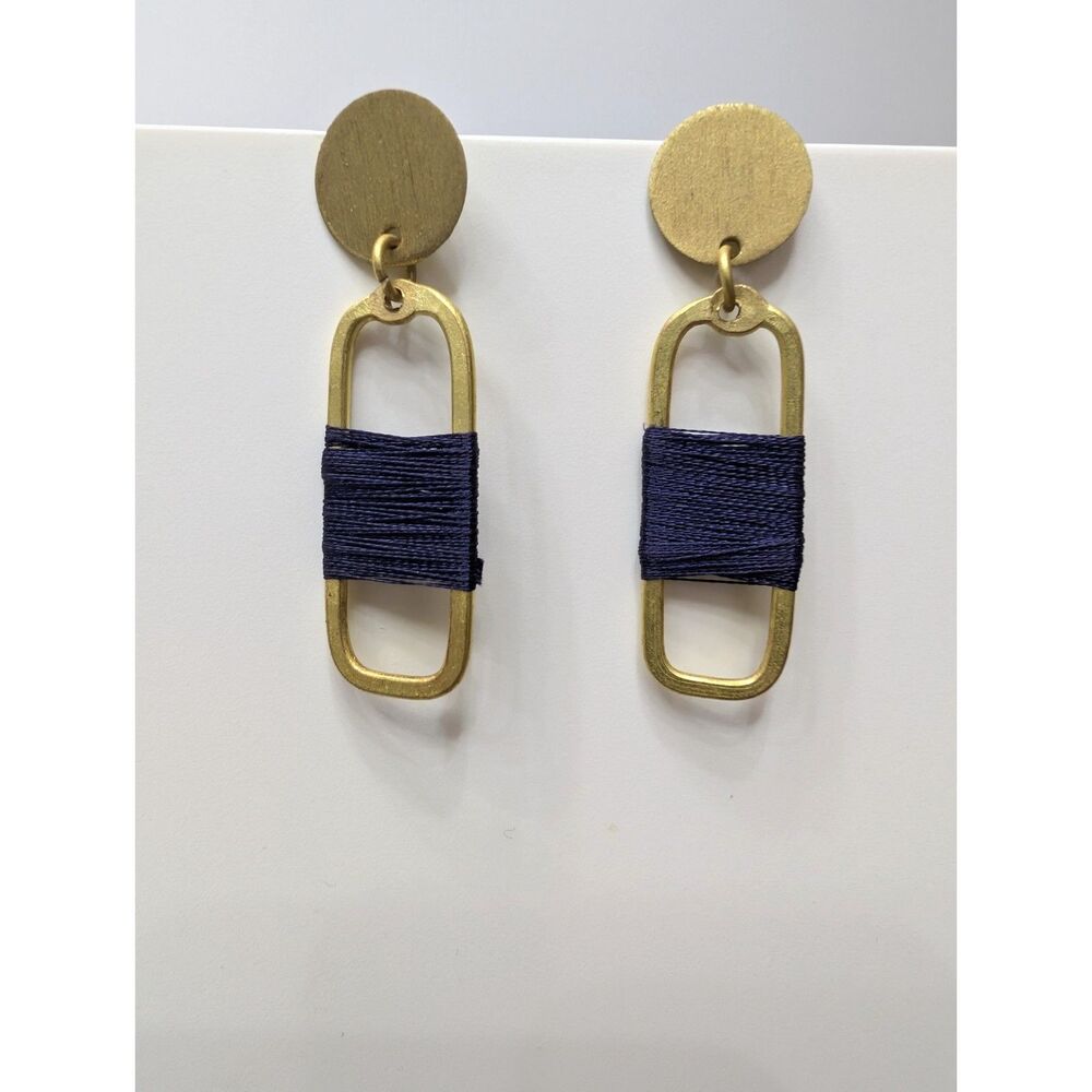 Kaia Navy Link Drop Earrings